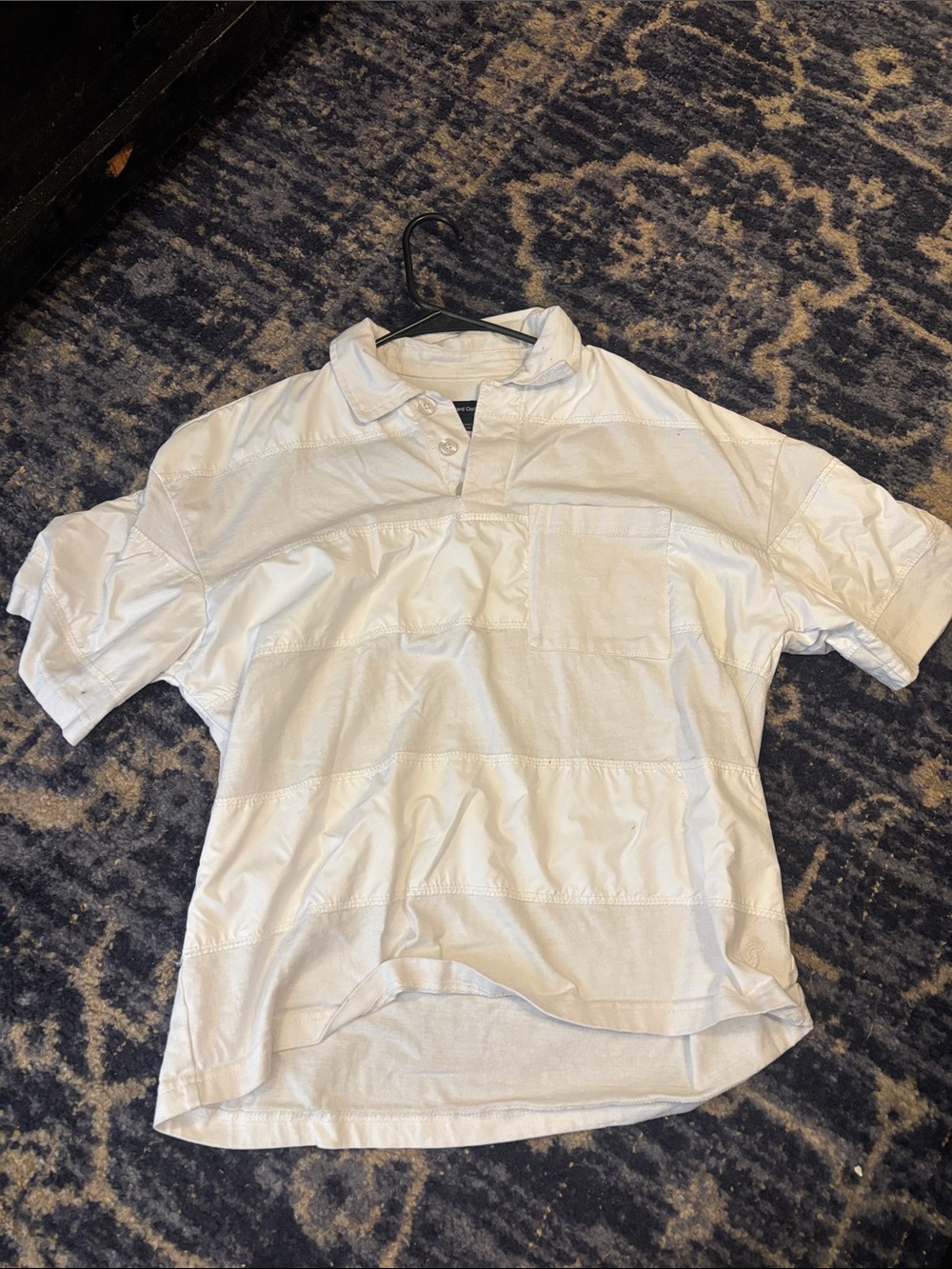 Men's White Short-Sleeve Polo with Chest Pocket